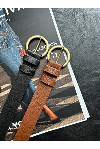 LİA KEMER 2-Piece Jaunt Round Patterned Faux Leather Women's Antique Vintage Buckle Jacket Belt Dress Pants Belt