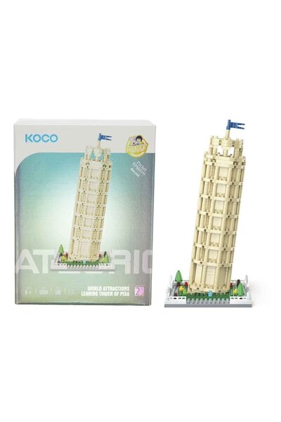 PopŞeker World Tourist Attractions Series Leaning Tower of Pisa Building Kit – 548 Piece Architectural Model and 2 Figures