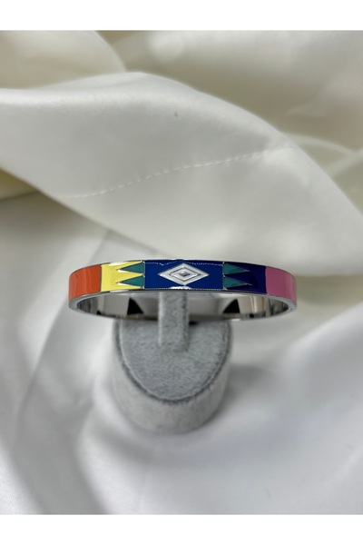 divakse Steel Bracelet with Colorful Pattern Silver
