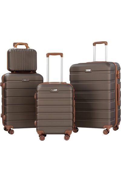 ROCKCAMEL طقم حقائب سفر من 4 قطع بعجلات دوارة، حقائب سفر خفيفة الوزن بأحجام 1...