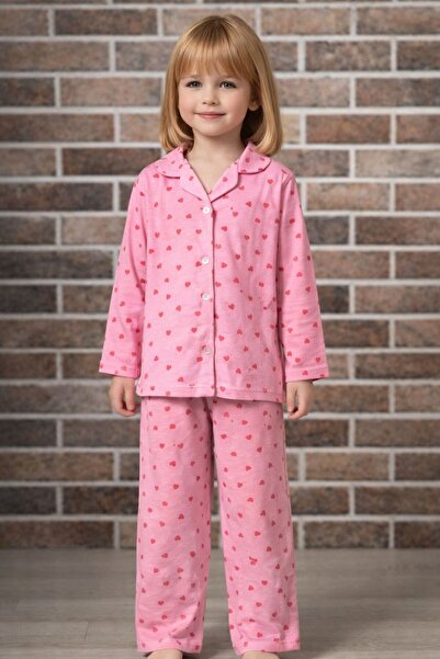 YİGİT BUTİK طقم بيجامة بناتي منقوشة بأزرار