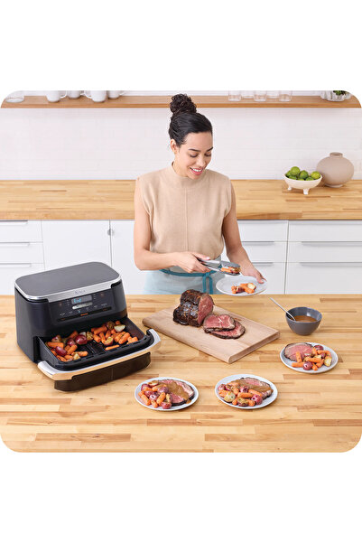 NINJA Airfryer FlexDrawer DualZone AF550, 2470W, 6.6L, 6 functii de gatit, negru