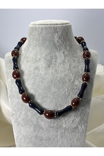divakse Necklace Thin Bone Stone Lavicert Coffee