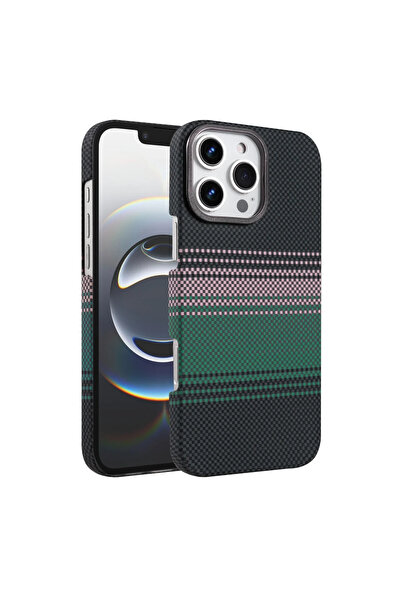 UnDePlus Apple iPhone 16 Pro Max Kılıf Kevlar Desenli Karbon M-Safe Magnetik ...