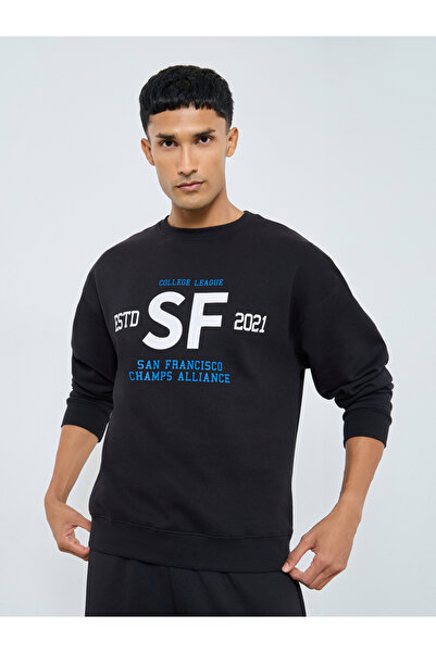 Styli Men Black San Francisco Printed Sweatshirt