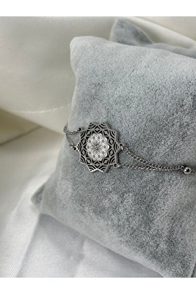 divakse سوار فولاذي بنمط عرقي على شكل زهرة فضي اللون