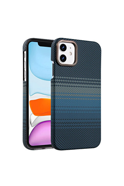 UnDePlus Apple iPhone 11 Kılıf Kevlar Desenli Karbon M-Safe Magnetik Şarj VEG...