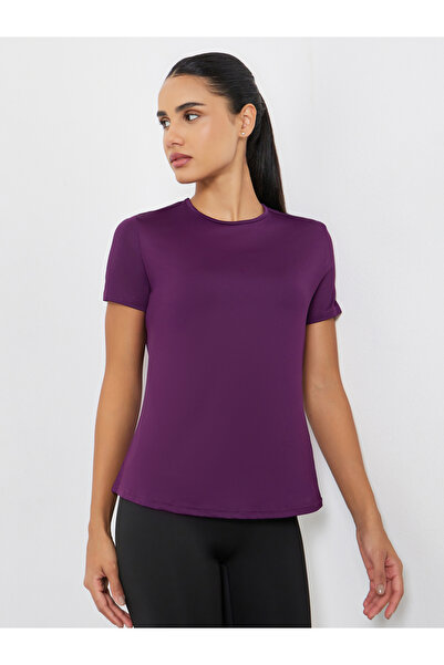 Styli Back Mesh Overlay Detail Short Sleeve Top