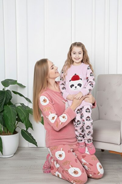 ROMEO LİFE Set de pijamale pentru mama și fiica din lână de iarnă 8038-8068