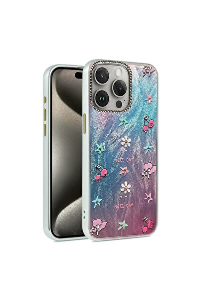 UnDePlus Apple iPhone 14 Pro Case Colorful Shiny Embossed Pattern Blade Cover