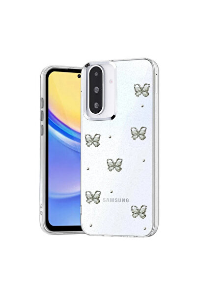 UnDePlus غطاء لهاتف سامسونج جالاكسي A36 شفاف مع نقش بارز ونمط لامع على شكل فيونكة