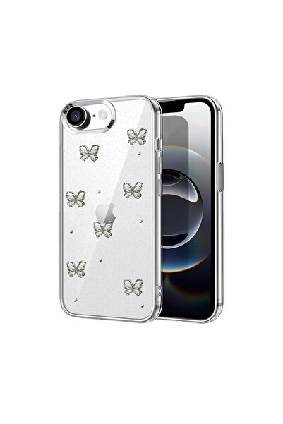 UnDePlus Apple iPhone 16E Case Transparent with Embossed Shiny Pattern Bow Cover