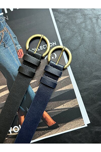 LİA KEMER 2-Piece Jaunt Round Patterned Faux Leather Women's Antique Vintage Buckle Jacket Belt Dress Pants Belt