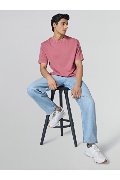 XYXX By Styli Men Pink Cotton Acid Wash T-Shirt