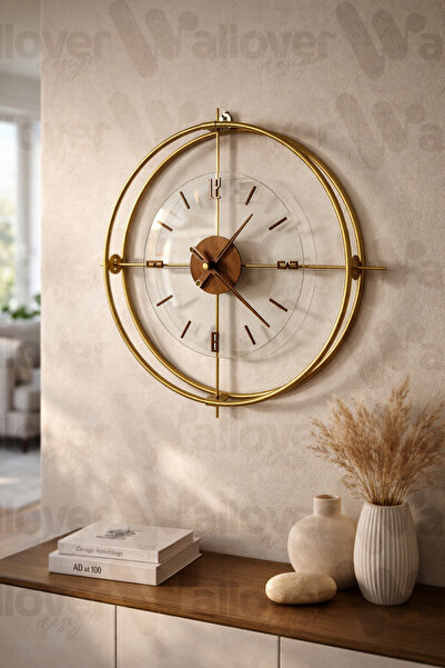 Wallover Design Büyük Boy Delux Gold/Ceviz Kırılmaz Camlı (Tamperli) Sessiz M...