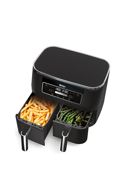 NINJA Airfryer Foodi DualZone AF200, 2400W, 7.6L, 4 funcții de gătit, negru