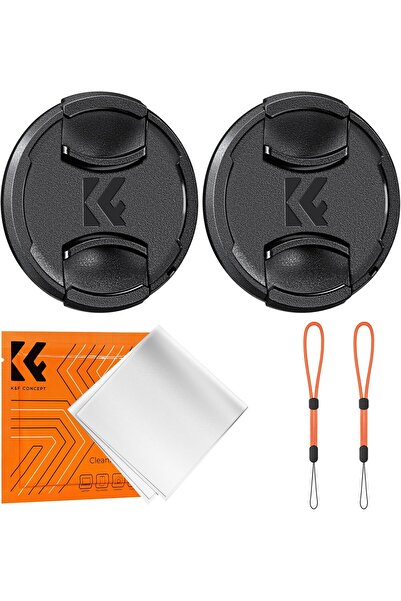 K&F CONCEPT 72mm Front Lens Cap Cover Kit, 5-in-1 Center Pinch Lens Cover + Anti-Loss Keeper + Micro
