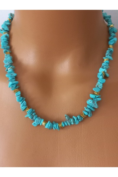 LemaStone Necklace Natural Turquoise Stone and Hematite Stone Design Necklace...