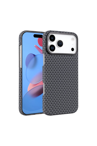 UnDePlus Apple iPhone 17 Pro Max Kılıf Kevlar Desenli Karbon M-Safe Magnetik ...