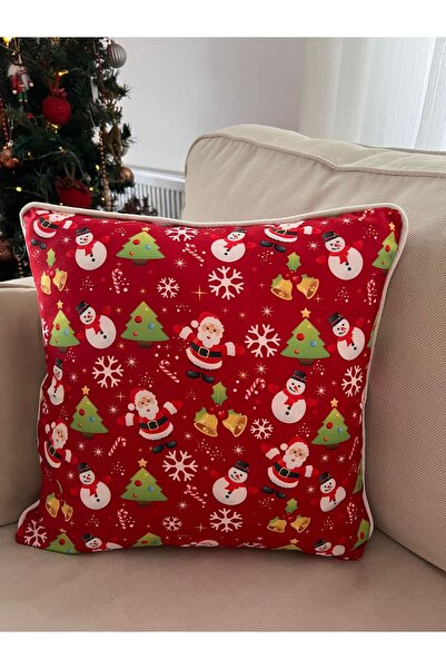 TUĞÇE DEMİR HOME DESIGN KIRMIZI NOEL BABA DESEN KIRLENT ( İÇ DOLGULU VEYA KILIF)