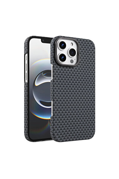 UnDePlus Apple iPhone 16 Pro Max Kılıf Kevlar Desenli Karbon M-Safe Magnetik ...