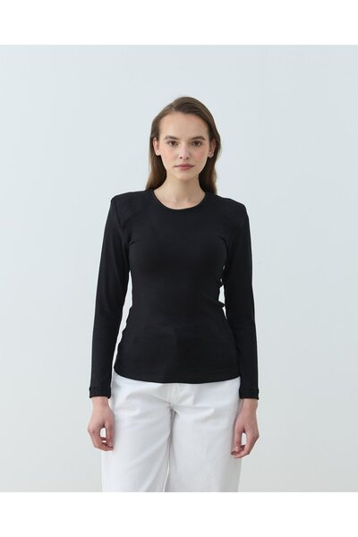 Aybikestil Vatkalı Uzun Kollu Body Siyah