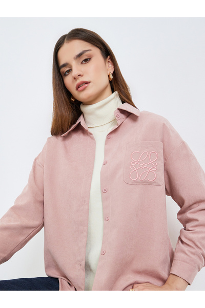 Styli Pink Embroidered Long Sleeve Shirt