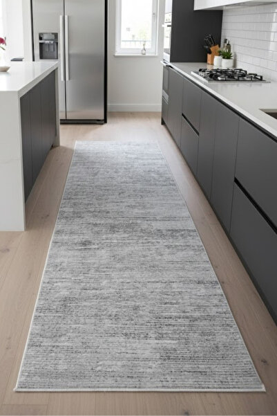 VOPTEKS Gri Halı Mutfak Halısı Makinede Yıkanabilir Halı Kaymaz Taban Halı