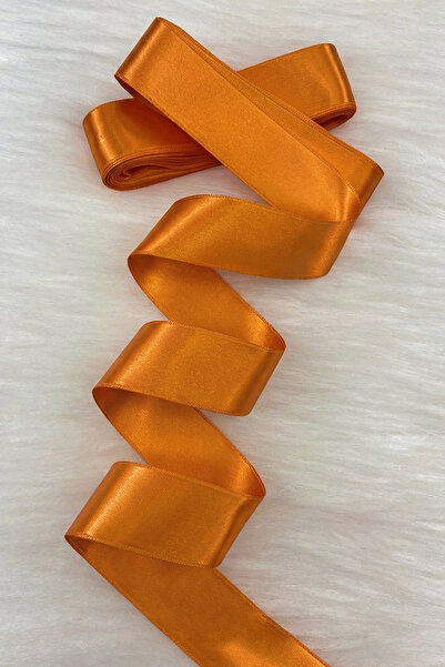 ZEYMERADE 4 Cm Turuncu Çift Taraflı Saten Kurdele 10 Metre, Bohça Çeyiz Özel Gün Hediye Süsleme Kurdelesi
