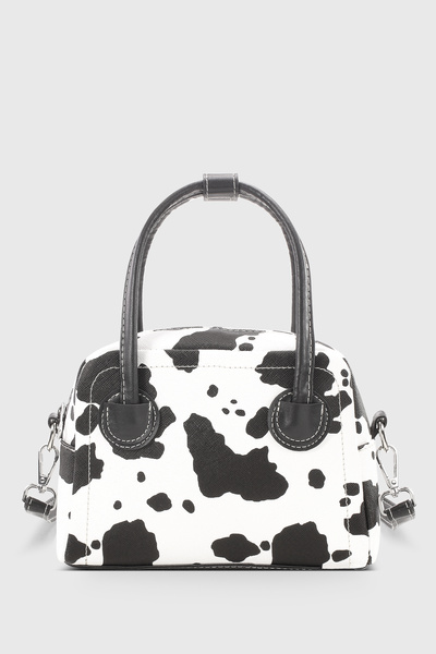Housebags İnek Desenli Mini El ve Omuz Çantası - Fermuarlı, Ayarlanabilir Askılı