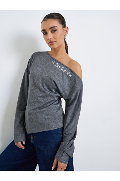 Styli Women Asymmetric Neck Printed T-Shirt