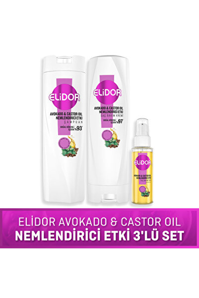 Elidor Avokado ve Castor Oil Nemlendirici Etki Saç Bakım Seti