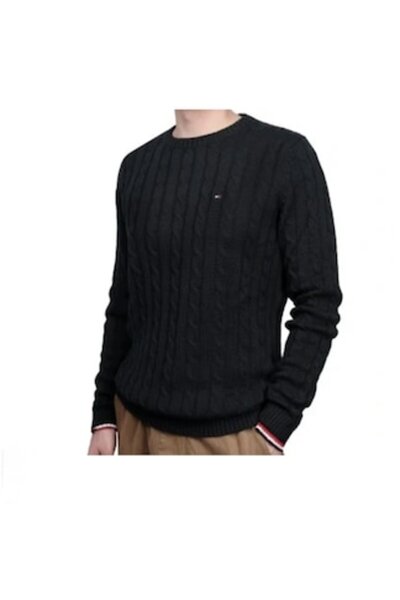 Tommy Hilfiger Men's sweater, Tommy Hilfiger, cable knit, cotton, black