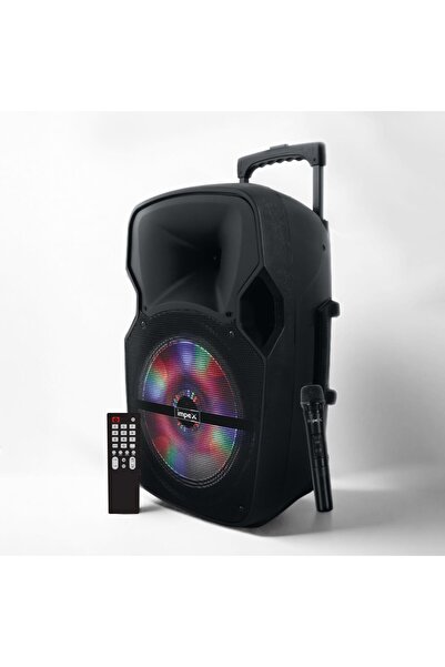 İMPEX مكبر صوت ST 80A 2.0 متنقل بقوة 55 واط RMS لاسلكي USB SD FM ميكروفون LED جهاز تحكم عن بعد يعمل بالبطارية ومقبض بعجلات