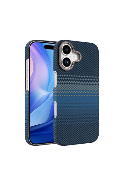 UnDePlus Apple iPhone 17 Kılıf Kevlar Desenli Karbon M-Safe Magnetik Şarj VEG...