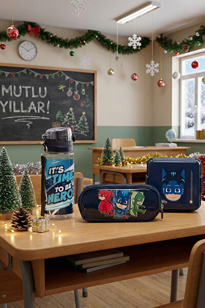 PJMASKS Pijamaskeliler 3'lü Lisanslı Okul Seti: Suluk, Kalem Kutusu, Beslenme Kabı