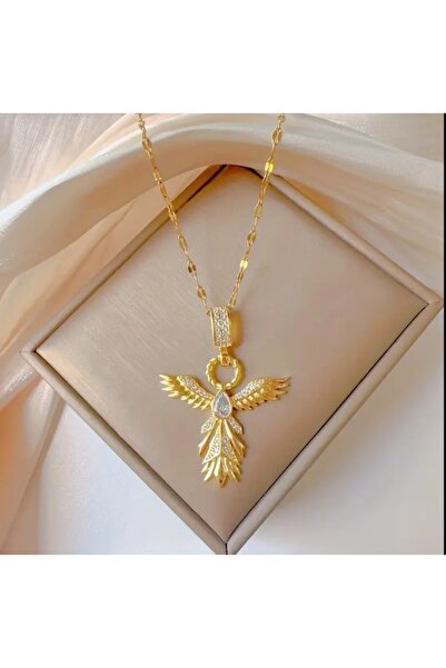 stainless steell VİP 18K altın kaplama feniks model çelik kolye