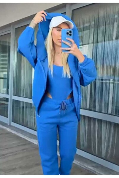 VALUE FASHION سويت شيرت نسائي ضيق، طقم مكون من 3 قطع مبطن بالصوف سويت شيرت ري...