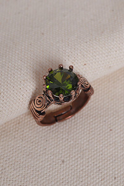 Süspüs Accessories Yeşil Taşlı Otantik Saf Bakır Yüzük