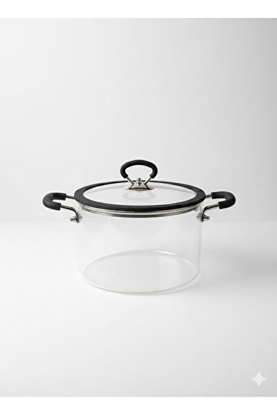 Qerhome Borosilicate Glass Black Silicone Detailed Glass Pot 3500 ml (3.5 Lt) Ttk