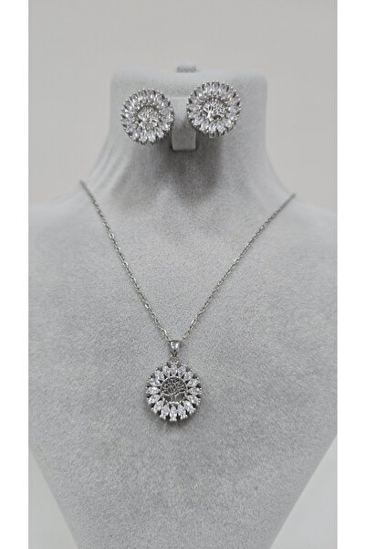 NO NAME Stainless Steel Silver Color Tree of Life Zircon Stone Necklace, Earr...