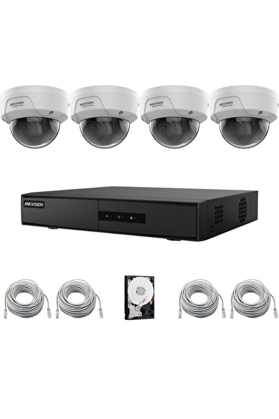 Hikvision Hiwatch IP Surveillance System, 4 Cameras 4MP, PoE, DVR, Accessories Included
