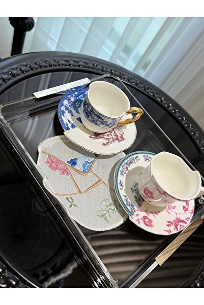 Ertürk maison Pleksi gümüş pirinç detay tepsi 2 kişilik