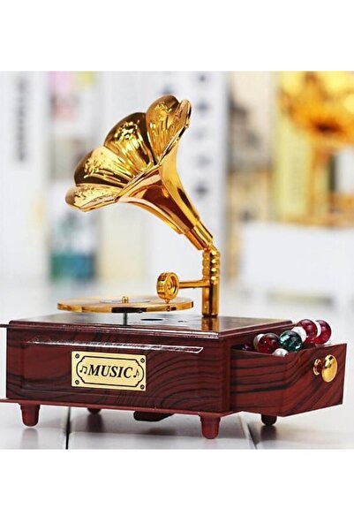costurera Nostaljik Gramafon Hareketli Müzik Kutusu Çekmeceli N-28AL5