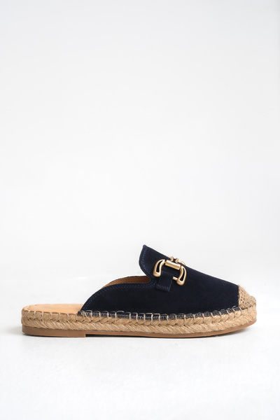 STARK SHOES Kadın Hakiki Deri Süet Tokalı Espadril Terlik
