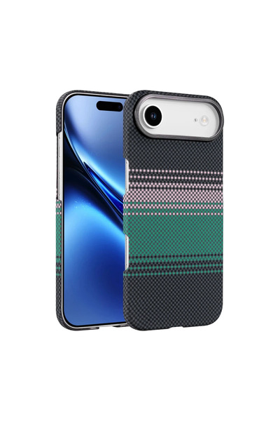 UnDePlus Apple iPhone 17 Air Kılıf Kevlar Desenli Karbon M-Safe Magnetik Şarj...