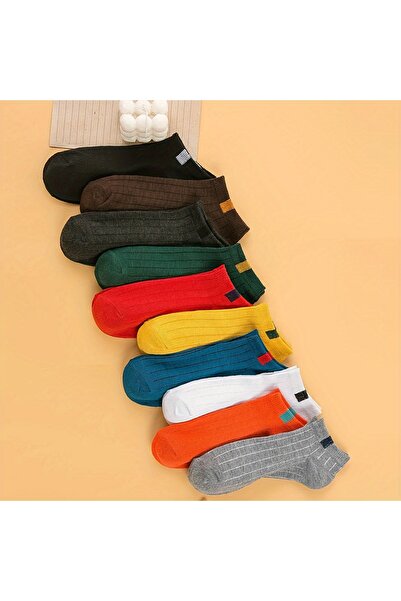 çorapmanya 8 Çift Derby Desenli Çok Renkli Rahat Kadın Kareli Patik Çorap