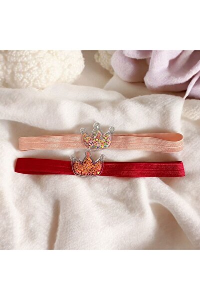 The Cloudish Shop Handmade Baby Hair Band Bandana 2-Pack Salmon Red Crown Tia...