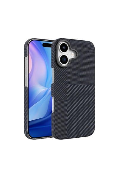 UnDePlus Apple iPhone 17 Kılıf Kevlar Desenli Karbon M-Safe Magnetik Şarj VEG...