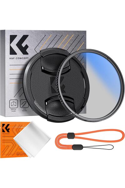 K&F CONCEPT فلتر استقطاب دائري 52 مم مع غطاء عدسة وقطعة قماش للتنظيف، زجاج بصري فائق النحافة 18